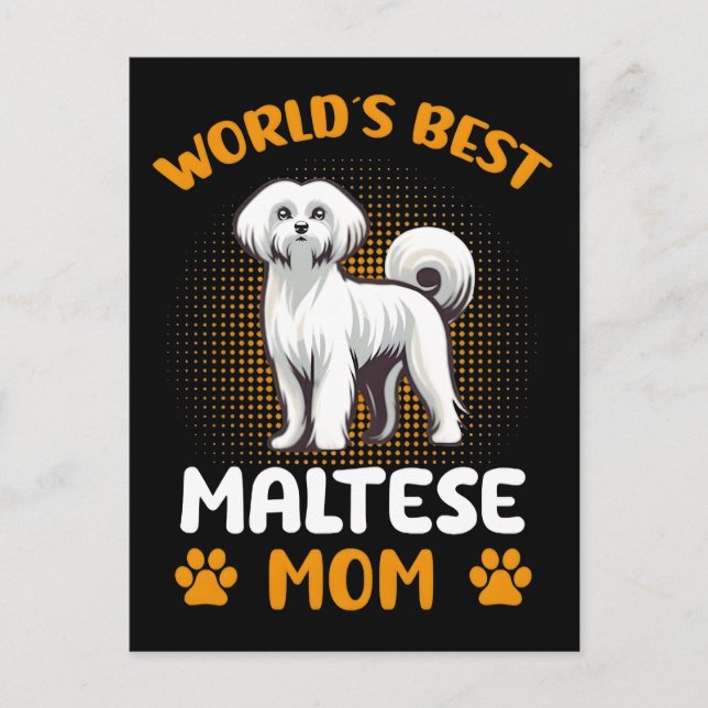 Worlds best maltese mom t shirt design vector  holiday postcard (Front)