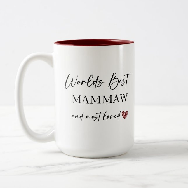 World's Best Mammaw and Most Loved Photo Gift Two-Tone Coffee Mug (Left)