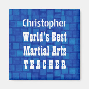 World's Best Martial Arts Teacher Blue Bricks A01A Magnet