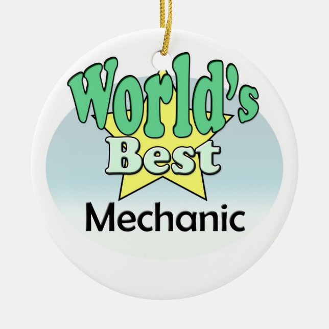 World's best Mechanic Ceramic Tree Decoration (Front)