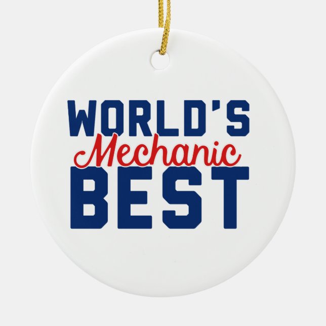 World's Best Mechanic Ceramic Tree Decoration (Front)