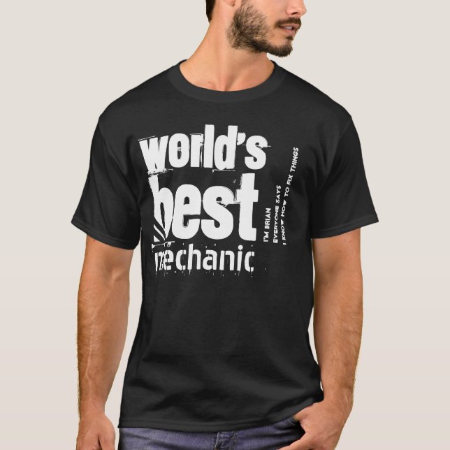 World's Best Mechanic Grunge Text Custom Name X02 T-Shirt (Front)
