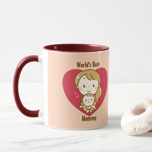 World's Best Mom Cute Mother's Day Kawaii Cartoon Mug (With Donut)