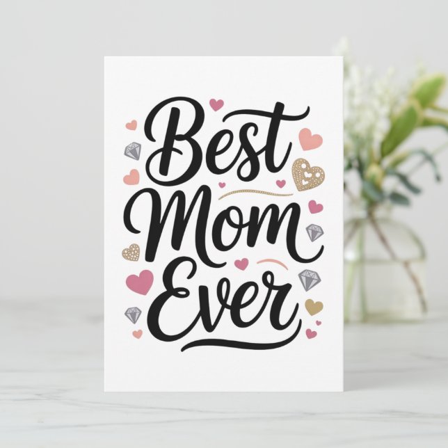 World's Best Mom Diamonds Personalized Invitation (Standing Front)