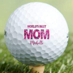 World's Best Mom Mother's Day - Pink Floral Name Golf Balls