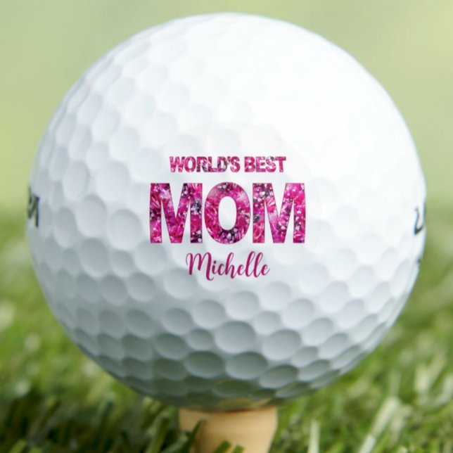 World's Best Mom Mother's Day - Pink Floral Name Golf Balls (Creator Uploaded)