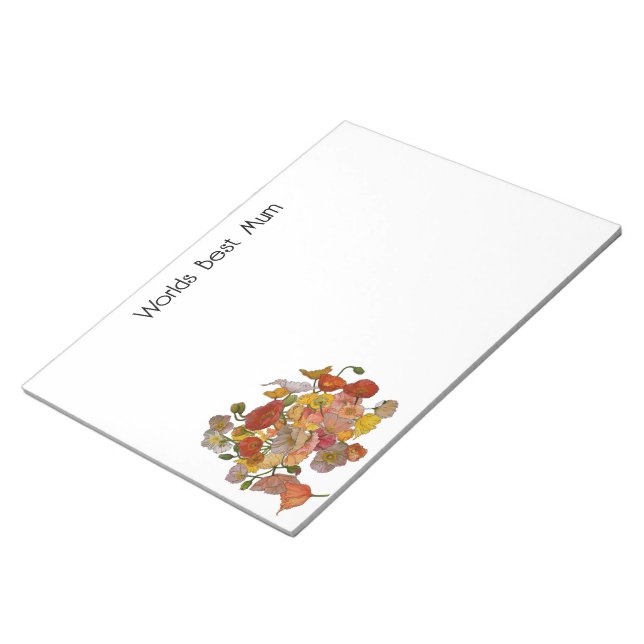 Worlds Best Mom Note Pad with Poppies (Angled)