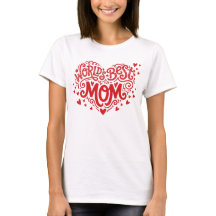 World's Best Mom Red Heart Hand-Lettered 
