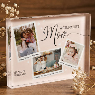 World's Best Mom Script Photo Collage Mother's Day Block
