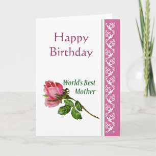 World's Best Mother Birthday Poem with Rose Flower Card
