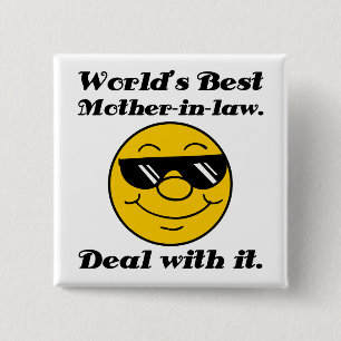 World's Best Mother-In-Law Humour 15 Cm Square Badge