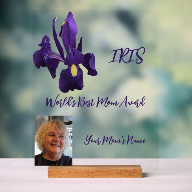 World's Best Mum Award Iris Acrylic Sign (Neutral)