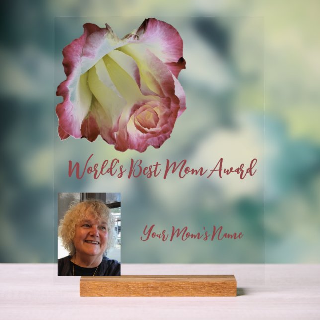 World's Best Mum Award Rose Acrylic Sign (Neutral)