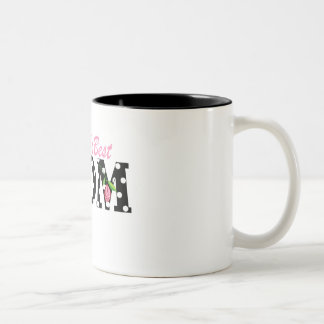 World's Best Mum Black with Pink Tulips Two-Tone Coffee Mug
