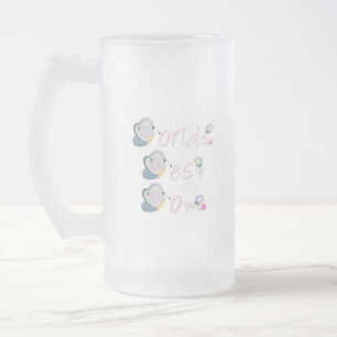 World's Best Mum (butterfly) Frosted Glass Beer Mug