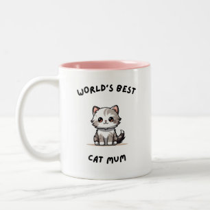 World's best mum- cat lovers gift Two-Tone coffee mug