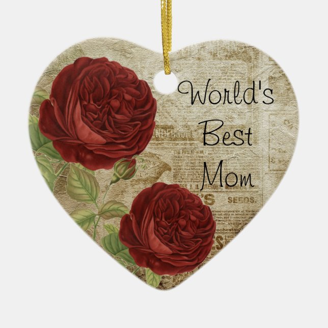 World's Best Mum Ceramic Tree Decoration (Front)