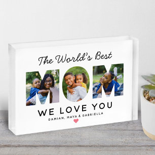 Worlds Best Mum Custom Family Collage Photo Block