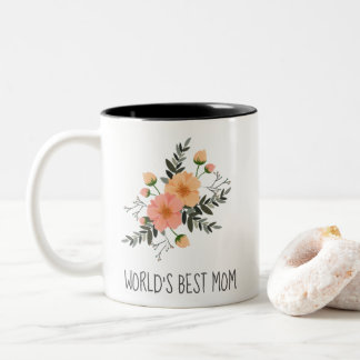 World's Best Mum Custom Message Pretty Floral Two-Tone Coffee Mug