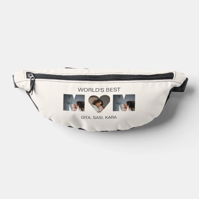 Worlds Best Mum Custom Mothers Day Photo Collage Bum Bags (Lay Down)