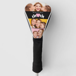 Worlds Best Mum Cute Heart Elegant 3 Custom Photo Golf Head Cover