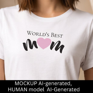 Worlds Best Mum Cute Heart Elegant Practical White T-Shirt