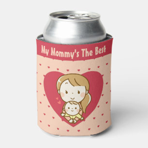 World's Best Mum Cute Mother's Day Kawaii Cartoon Can Cooler
