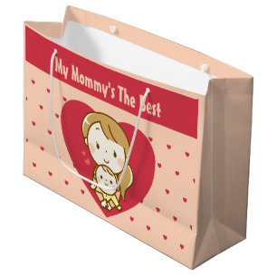 World's Best Mum Cute Mother's Day Kawaii Cartoon Large Gift Bag