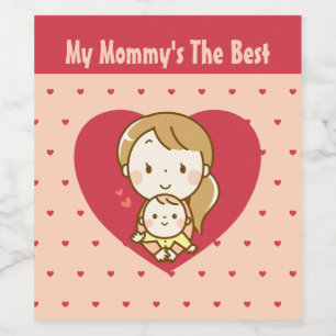World's Best Mum Cute Mother's Day Kawaii Cartoon Wine Label
