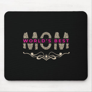 Worlds Best Mum Cute Retro Pink Text Leopard Print Mouse Mat