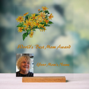 World's Best Mum Daisy Award Acrylic Sign