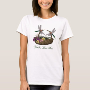 World's Best Mum Dragonflies Flowers  T-Shirt