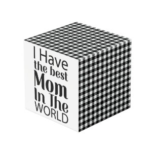 Worlds Best Mum Elegant Black and White Script Cube