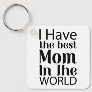 Worlds Best Mum Elegant Black and White Script Key Ring