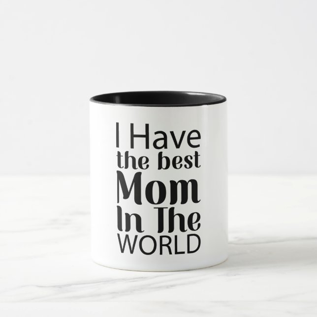 Worlds Best Mum Elegant Black and White Script Mug (Center)