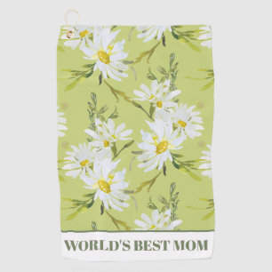 World's Best Mum Floral Botanical Daisy  Golf Towel