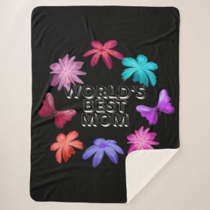 World's Best Mum Floral Butterfly Wreath Cute Moth Sherpa Blanket