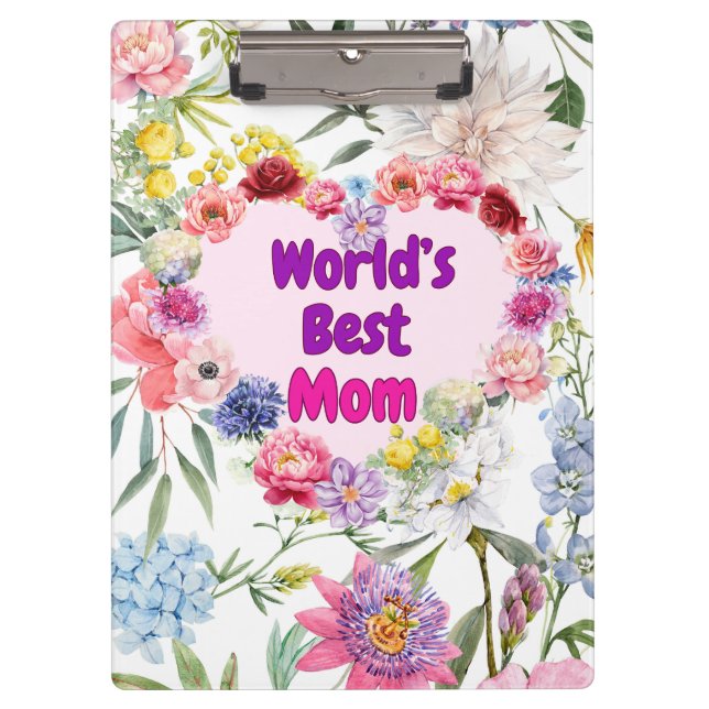World's Best Mum – Floral Clipboard of Love (Front)