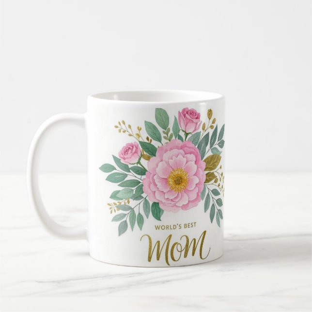 World's Best Mum Flowers  Coffee Mug (Left)