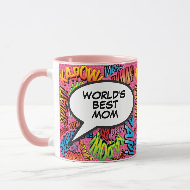 World's Best Mum Fun Comic Book Mug (Left)