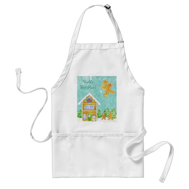 World's Best Mum - Gingerbread Cottage Apron (Front)