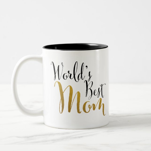 World's Best Mum (Gold) Two-Tone Coffee Mug (Left)