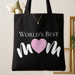 World's Best Mum Heart Script Custom Cute Tote Bag