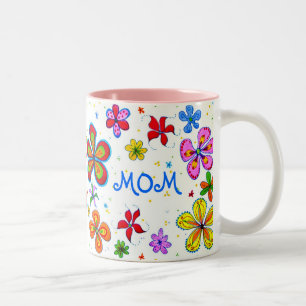 World's Best Mum Illustrated Two-Tone Coffee Mug