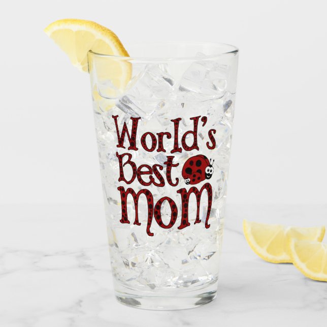 Worlds Best Mum Ladybugs Glass (Front Ice)