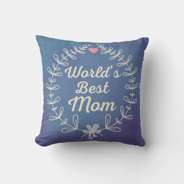 World's Best Mum Laurel Wreath Keepsake Gift Cushion (Front)
