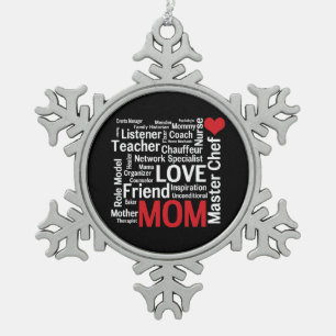 World's Best Mum - Mother's Day or Birthday Snowflake Pewter Christmas Ornament
