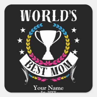 Worlds Best Mum Mother's Day Pansexual Flag Colour Square Sticker