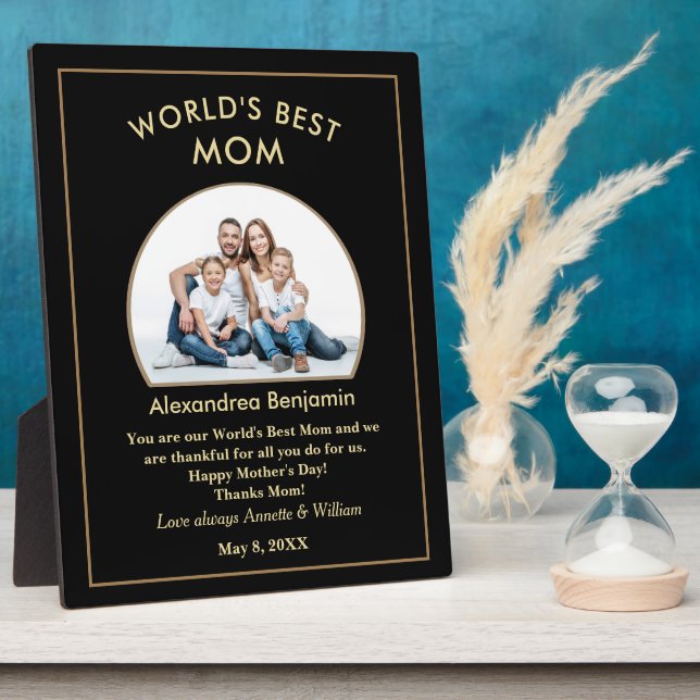 World's Best Mum Mother's Day Photo Personalise  Plaque (Side)