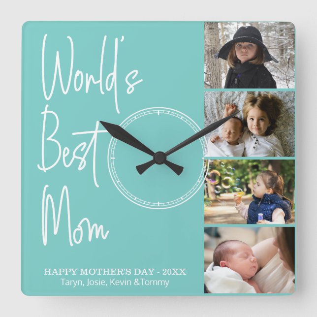 World's Best Mum Mother's Day Photo Square Wall Cl Square Wall Clock (Front)